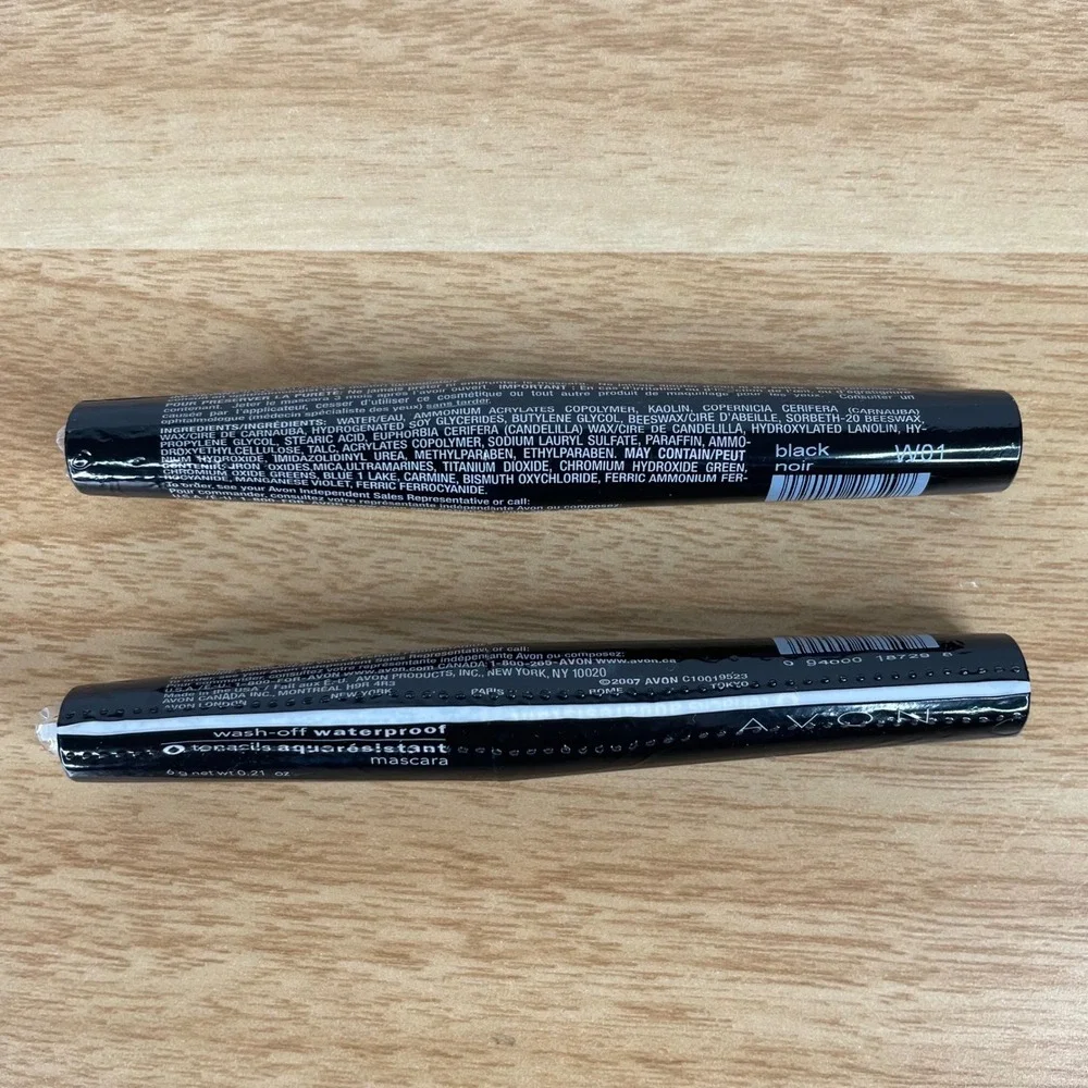 Avon Wash-Off Waterproof Mascara Black Noir 2 Pack NOS Sealed 0.21oz W01